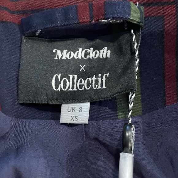 Modcloth X Collectif Blazer Meryl Darling Check Suit Jacket Cotton Blend XS New - Picture 5 of 15